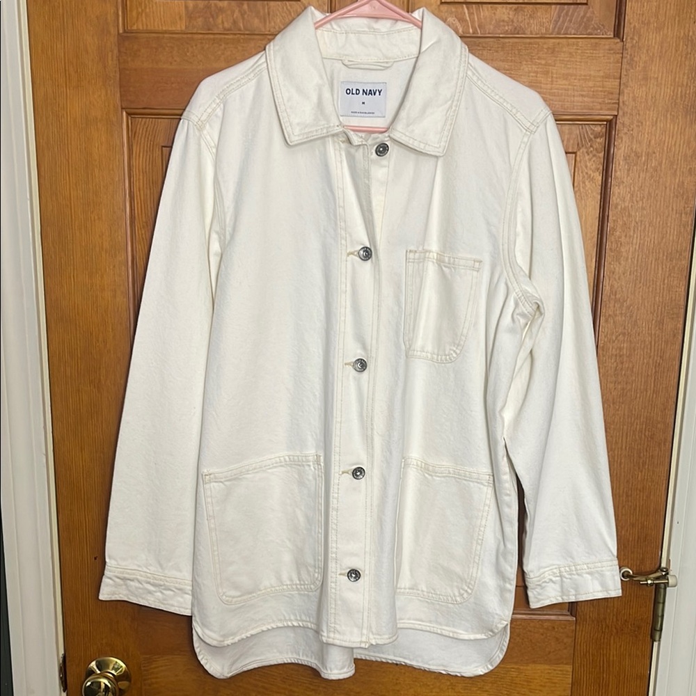 Old Navy White Denim Jacket Relaxed Fit